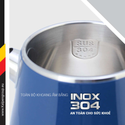 Ấm đun nước siêu tốc Kalpen KK9901 dung tích 1.8 lít, công suất 1500W, chất liệu inox 304 - BHàng chính hãng