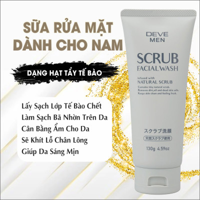 Sữa Rửa Mặt Deve Hạt Scrub Dành Cho Nam Giới (130g)