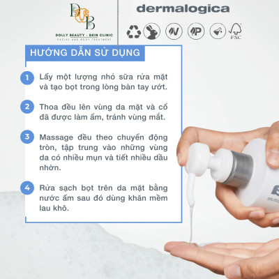Sữa rửa mặt dành cho da dầu mụn CLEARING SKIN WASH của Dermalogica - Dolly Beauty