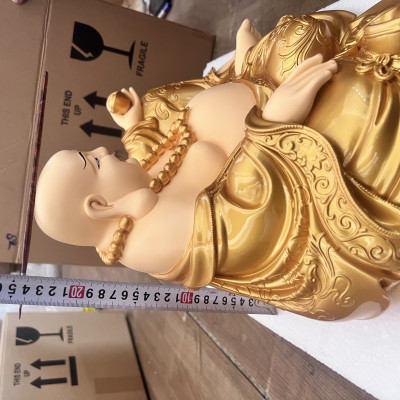 Tượng Phật Di Lặc cao 25cm Cầm ngân lượng