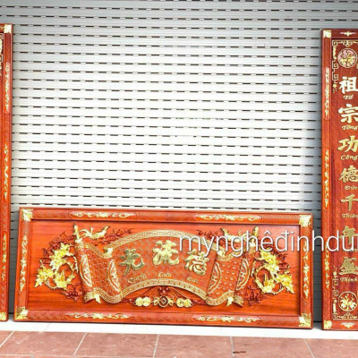 BỘ HOÀNH PHI CÂU ĐỐI MINI BẰNG GỖ HƯƠNG ĐỎ SƠN PU GIẢ CỔ CAO CẤP .