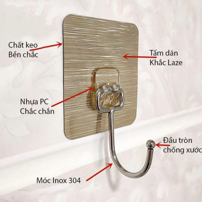 Móc Dán Tường Siêu Dính Chịu Lực Treo Đồ móc cao cấp siêu bền