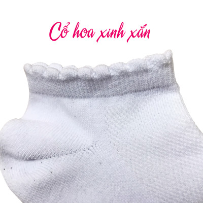 Set 3 đôi vớ học sinh 12-15 tuổi thương hiệu ELLE EK75B màu trắng
