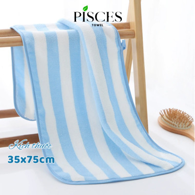 Khăn Mặt PISCES TOWEL 35x75cm Họa Tiết Sọc Cotton Mềm Mại, Khăn Spa Yoga Gym Thể Thao Thấm Hút Mồ Hôi