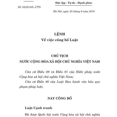 Luật cạnh tranh (hiện hành) bản in 2024