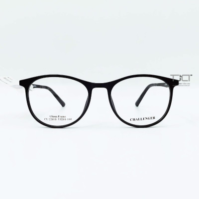 GỌNG KÍNH NHỰA NHÁM. TRÒN, NAM NỮ, MÀU ĐEN, HÀNG CHÍNH HÃNG CHALLENGER CU22010-C1