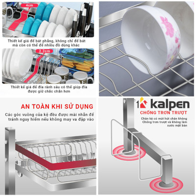 Kệ chén bát Inox 304 trên bồn rửa thông minh Kalpen size 85cm hàng chuẩn Đức