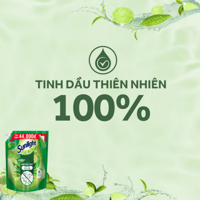 Túi Nước Rửa Chén Sunlight Bio-care Thiên Nhiên 100% Gốc Thực Vật Hương Matcha Trà Nhật 3.3KG