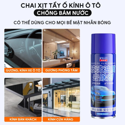 Bình Xịt Tạo Bọt Tẩy Màng Dầu, Canxi, Vết Ố Trên Kính Ô Tô - Công Nghệ Nano Chống Bám Nước