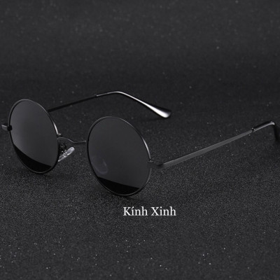 Kính mát Mắt tròn thầy bói full đen cao cấp