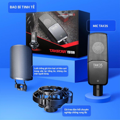 Micro thu âm condenser 48v Takstar TAK35 - Hàng Chính Hãng