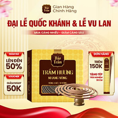 Trầm Hương Khoanh 4 Giờ – Hộp Vàng 12 Miếng | Bảo Trầm | Thơm Sâu Tự Nhiên, Không Hóa Chất