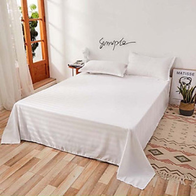 Bộ Ga Gối Cotton Kẻ 3F Lidaco Chuyên Dụng Cho Homestay, Khách Sạn - Trắng