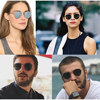 Kính râm Mắt Tròn Nhỏ Tròng Thủy Tinh Chống Vỡ Cao Cấp