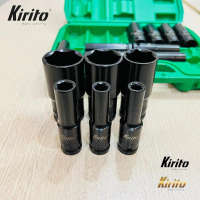 Bộ đầu khẩu 1/2 dài 8cm màu đen từ số 8-32mm cao cấp thép CRV sử dụng tháo lắp bulong chuyên nghiệp