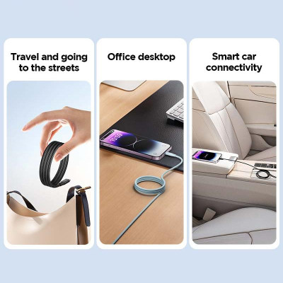 Cáp Sạc Nhanh Pisen Quick Magipi Magloop Lightning USB-C 27W 1m - Màu Đen