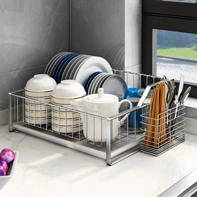 Kệ chén đa năng 1 tầng kèm ống đũa Inox 304 Hobby Home Decor KC2