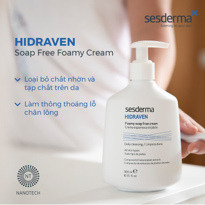 Sữa rửa mặt tạo bọt không chứa xà phòng Sesderma Hidraven cho mọi loại da 300ml