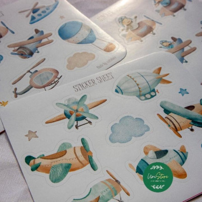 Sticker thiết kế - sticker sheet litlle polot - trang trí sổ tay, nhật kí bullet journal - uni032