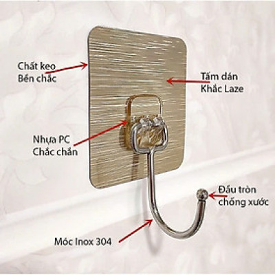 COMBO 10 Móc dán tường siêu dính, móc dán tường decor - Hàng chính hãng