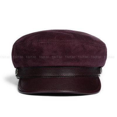 Mũ beret nữ da cừu phối da lộn cao cấp BHY1920 Nón lưỡi trai nữ phong cách Hàn Quốc