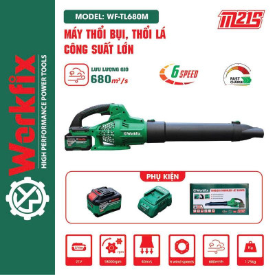 Máy Thổi Bụi, Thổi Lá Workfix - WF-TL680M - Công Suất Lớn, 6 Cấp Tốc Độ, Cấp Gió - Làm Sạch sân vườn nhà cửa - Chân Phổ Thông
