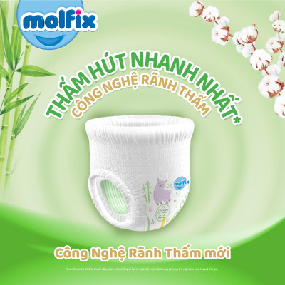 Tã/bỉm quần Molfix Thiên nhiên Super Jumbo L (9kg - 13kg) - Gói 54+8 miếng