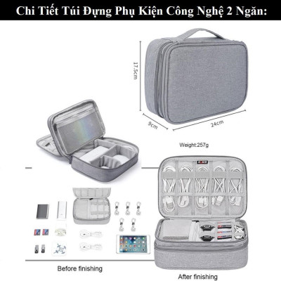 Túi Đựng Phụ Kiện Điện Thoại Máy Tính Lớn Cải Tiến Nhiều Ngăn Chống Nước, Chống Sốc Hàng Chính Hãng miDoctor - 2 NGĂN