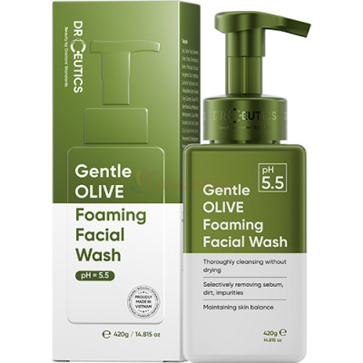 Sữa rửa mặt tạo bọt DrCeutics Gentle Olive Foaming (420g) - Hàng chính hãng