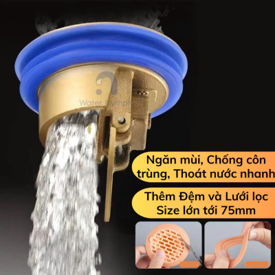 COMBO 2 Cái Nắp Đậy Cống Thoát Nước Nhà Tắm Bằng Đồng – Ngăn Mùi, Chống Côn Trùng Hiệu Quả