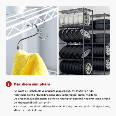 Kệ sắt đa năng 4 tầng dùng trong nhà bếp – màu đen – CJ-B1509B