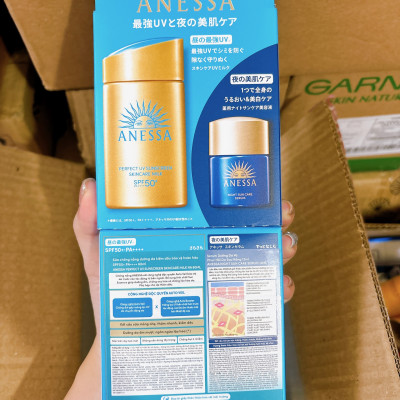 Set Sữa Chống Nắng Bảo Vệ Anessa 60ml + Serum Dưỡng Da Và Phục Hồi Da Sau Nắng Night Sun 12ml