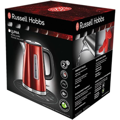 Ấm SiêuTốc Russell Hobbs 23210-70 Luna Solar, Dung Tích 1.7L, Công Suất 2400W Màu Đỏ Hàng chính hãng