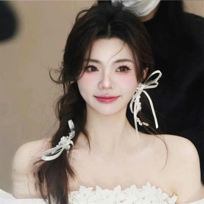 Nơ cài tóc dây hạt trai đan hoa thắt nơ ruy băng