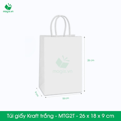 MTG2 MTG2T - 26x18x9 cm - Combo 300 túi giấy Kraft Nhật cao cấp