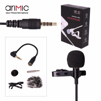 Micro cài áo cho điện thoại và máy ảnh AriMic Clip-on Lavalier - Hàng Nhập Khẩu