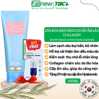 Sữa Rửa Mặt Collagen BENEW White Lifting Foam Cleanser Collagen Cấp Ẩm Chăm Sóc Da Lão Hóa 150ml