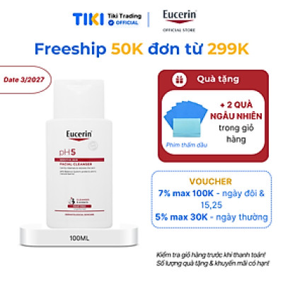 Sữa rửa mặt không gây kích ứng cho da nhạy cảm Eucerin pH5 Facial Cleanser 100ml