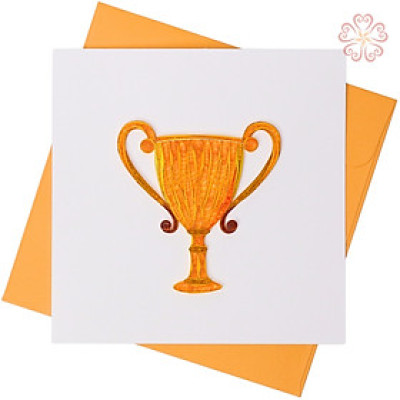 Thiệp Giấy Xoắn Nghệ Thuật - Chiếc Cúp Vàng - size 15x15cm 