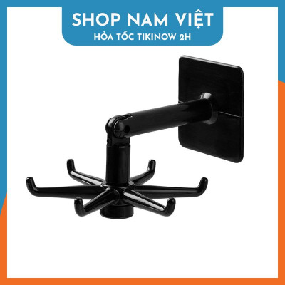 Móc Treo Đồ Nhà Bếp 6 Móc Dán Tường Xoay 360 Độ
