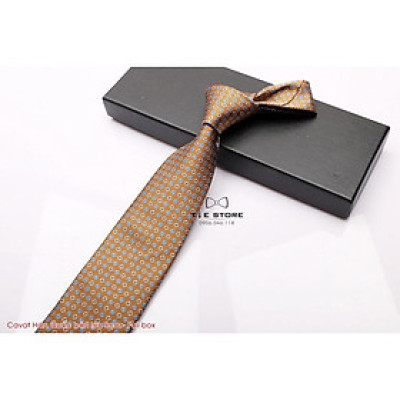 Cavat nam Hàn Quốc cao cấp bản lớn 8cm Nâu sáng - Tặng kèm hộp Full box