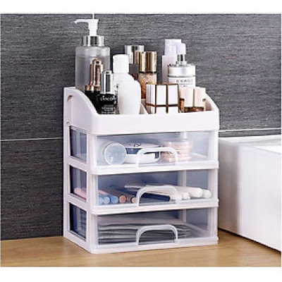 Kệ đựng mỹ phẩm, đồ trang điểm nhựa 4 tầng trong suốt kích thước 27x24x16 cm