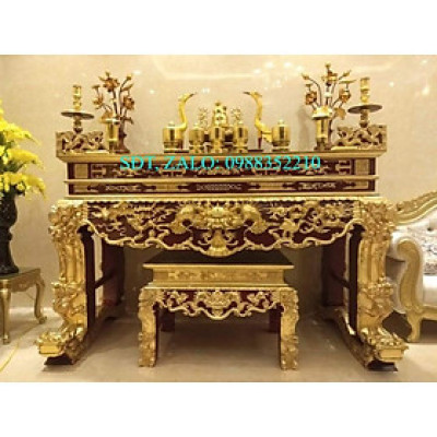 bộ sập thờ gỗ mít chân 18 kèm bàn con