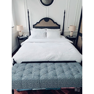 Bộ drap giường cotton trắng sọc 3F cao cấp A (1 ga, 2 vỏ gối nằm, 1 vỏ gối ôm)