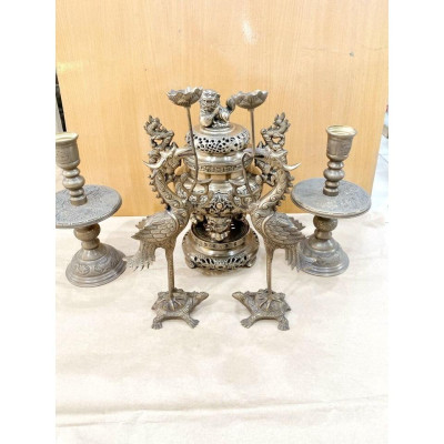 ĐỈNH NGŨ SỰ 42 CM NẶNG 11 KG CHẤT LIỆU BẰNG ĐỒNG 