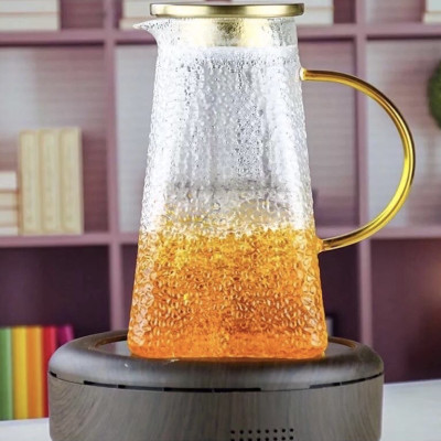 Bộ bình uống nước kèm 6 cốc thủy tinh crystan đáng loe chịu nhiệt cao cấp - ANTH472