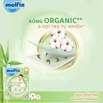 Combo 2 Tã/bỉm quần MOLFIX Thiên nhiên Super Jumbo M60/L52/XL42/XXL38