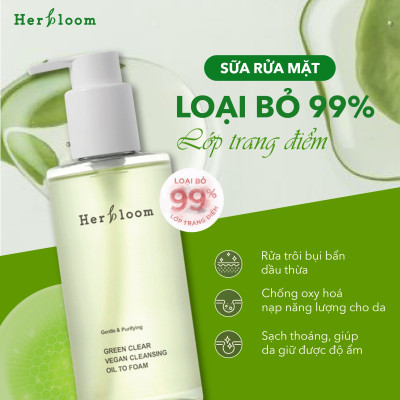 Sữa Rửa Mặt Herbloom Kiêm Tẩy Trang Green Clear Vegan Cleansing Oil to Foam (2in1) 200ML