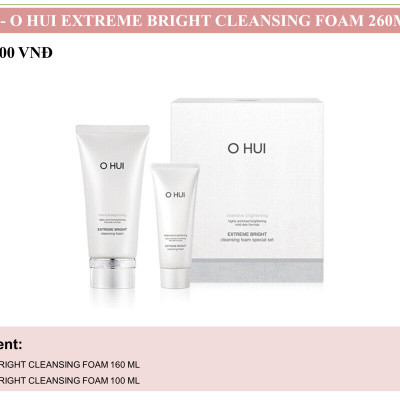 Bộ Sữa rửa mặt dưỡng trắng Ohui Extreme White Cleansing Foam Set 260ml