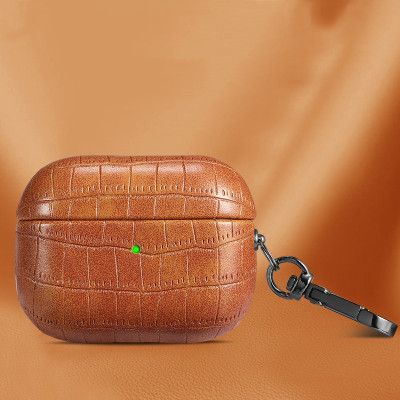 Bao Case da PU phủ nhung dệt vân Cá Sấu cho Airpods Pro 2 / Airpods 4 - Hàng Chính Hãng